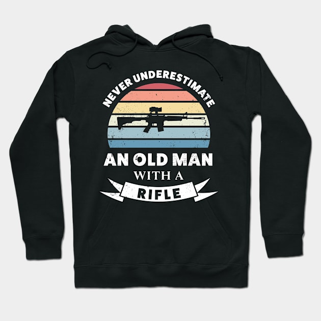 Old Man with a Rifle Funny Gun Gift Dad Hoodie by qwertydesigns